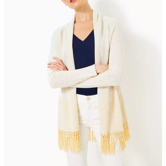 Lilly Pulitzer Sweaters - Lilly Pulitzer Tatum Long Fringe Hem Cardigan Size XS